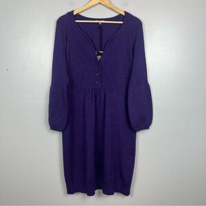 NWT Jigsaw purple acrylic wool alpaca balloon sleeve knit dress, size large.